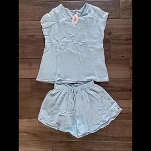 Blue gauze short set NWT size small